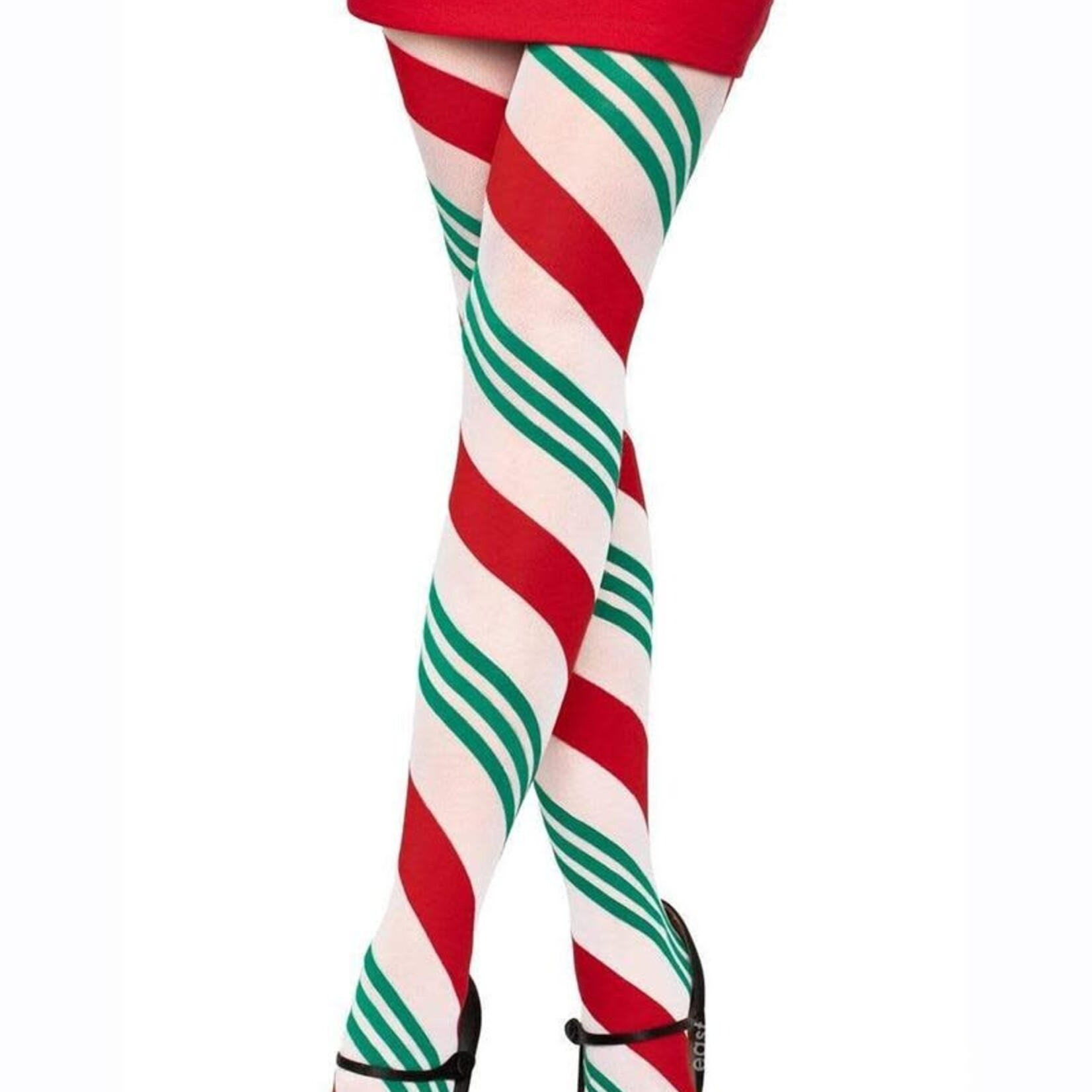 Leg Avenue Leg Avenue Holiday Ribbon Striped Tights - O/S - Green/Red
