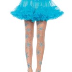 Leg Avenue Leg Avenue Let It Snow Spandex Sheer Glitter Snowflake Pantyhose - O/S - Nude/Blue