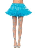 Leg Avenue Leg Avenue Let It Snow Spandex Sheer Glitter Snowflake Pantyhose - O/S - Nude/Blue
