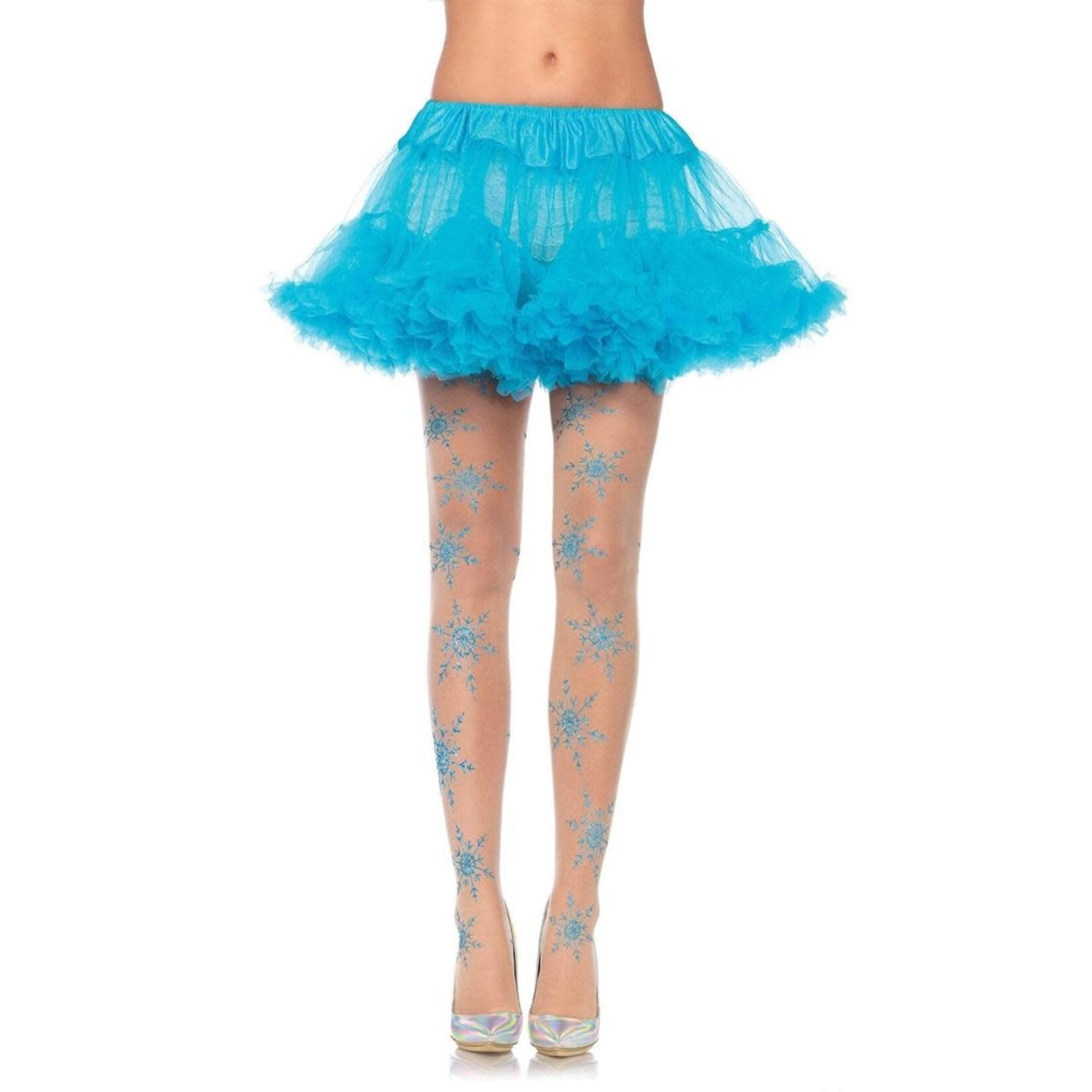 Leg Avenue Leg Avenue Let It Snow Spandex Sheer Glitter Snowflake Pantyhose - O/S - Nude/Blue