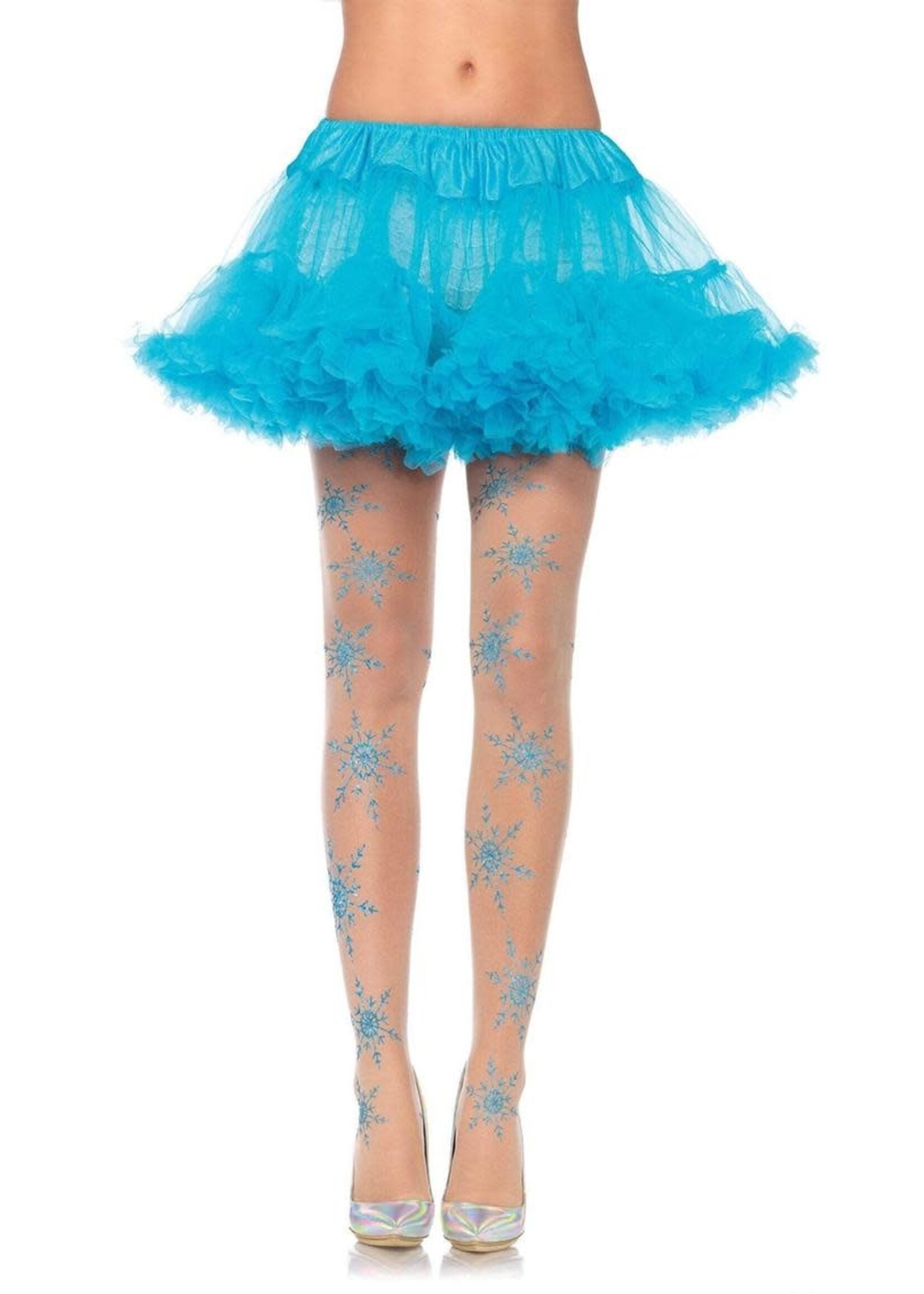 Leg Avenue Leg Avenue Let It Snow Spandex Sheer Glitter Snowflake Pantyhose - O/S - Nude/Blue