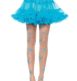 Leg Avenue Leg Avenue Let It Snow Spandex Sheer Glitter Snowflake Pantyhose - O/S - Nude/Blue