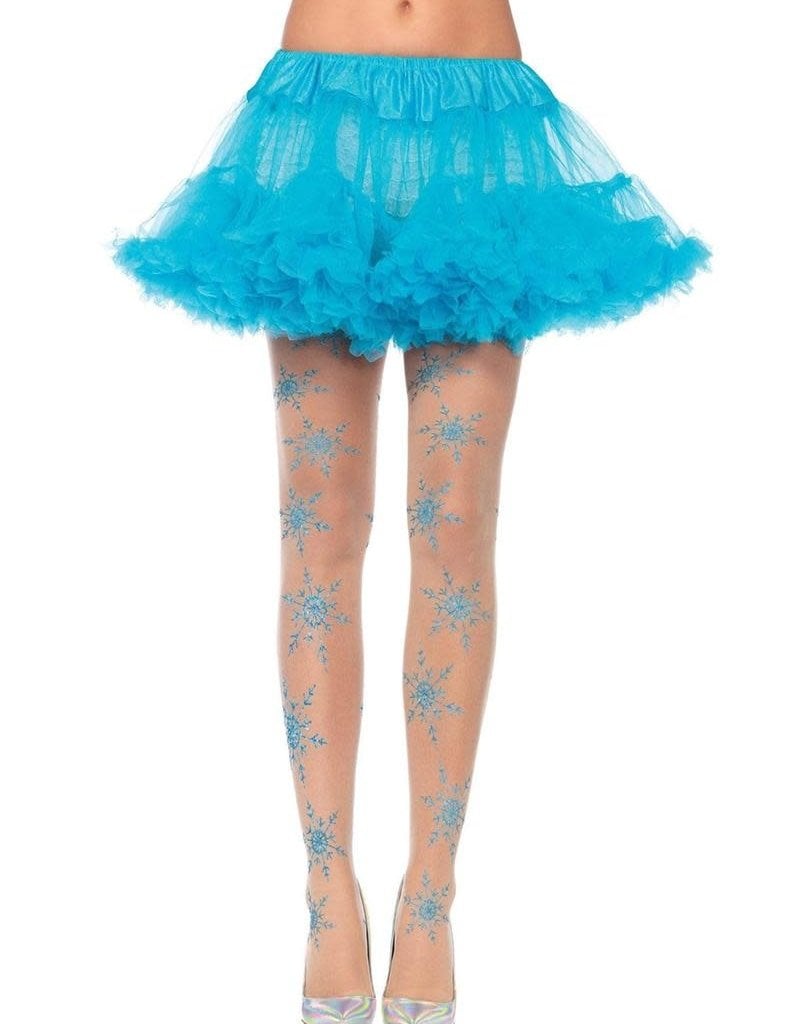 Leg Avenue Leg Avenue Let It Snow Spandex Sheer Glitter Snowflake Pantyhose - O/S - Nude/Blue