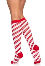 Leg Avenue Leg Avenue Candy Cane Lurex Knee High Socks - O/S - Red/White