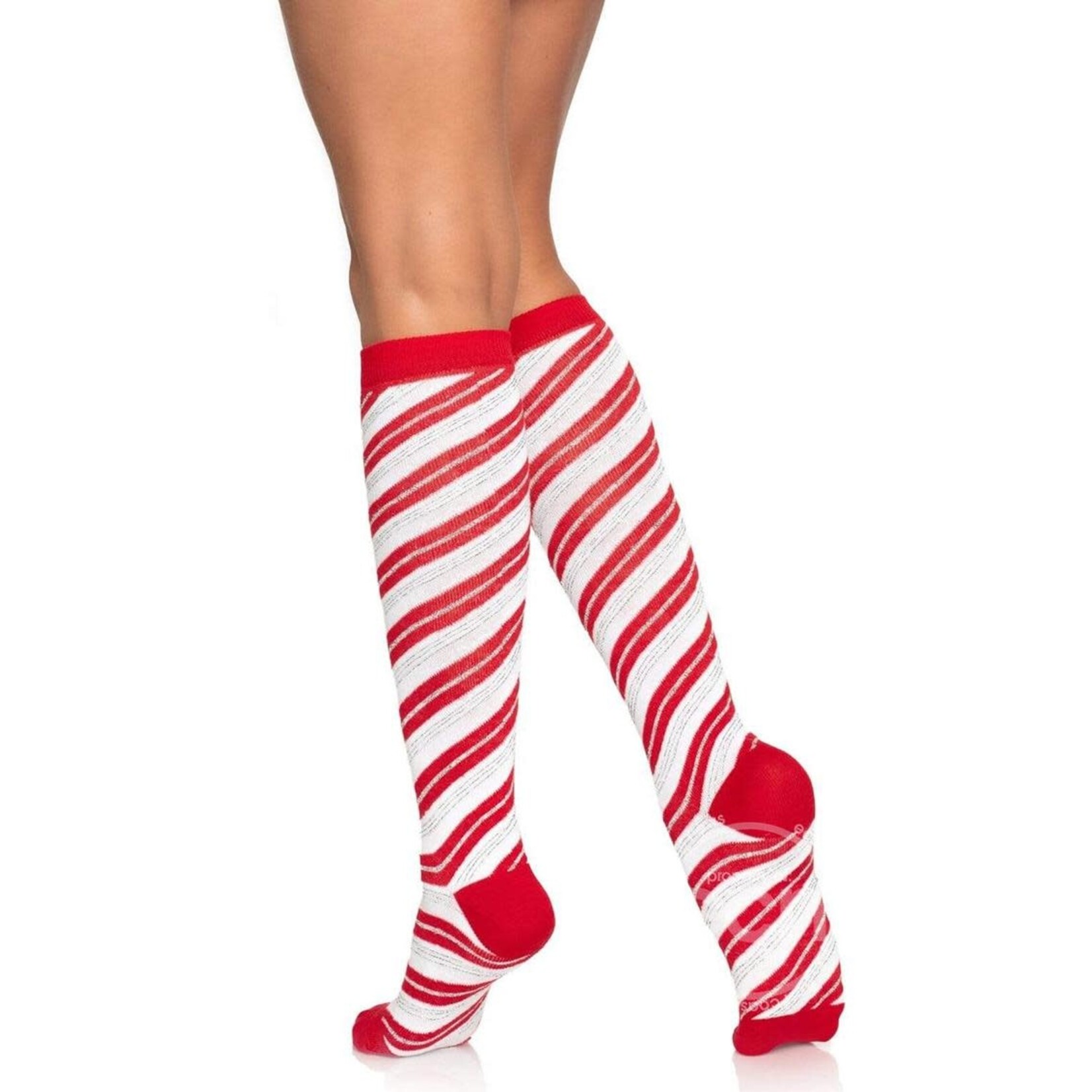 Leg Avenue Leg Avenue Candy Cane Lurex Knee High Socks - O/S - Red/White