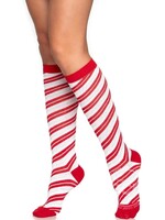 Leg Avenue Leg Avenue Candy Cane Lurex Knee High Socks - O/S - Red/White