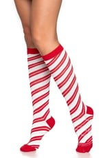 Leg Avenue Leg Avenue Candy Cane Lurex Knee High Socks - O/S - Red/White