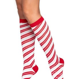 Leg Avenue Leg Avenue Candy Cane Lurex Knee High Socks - O/S - Red/White