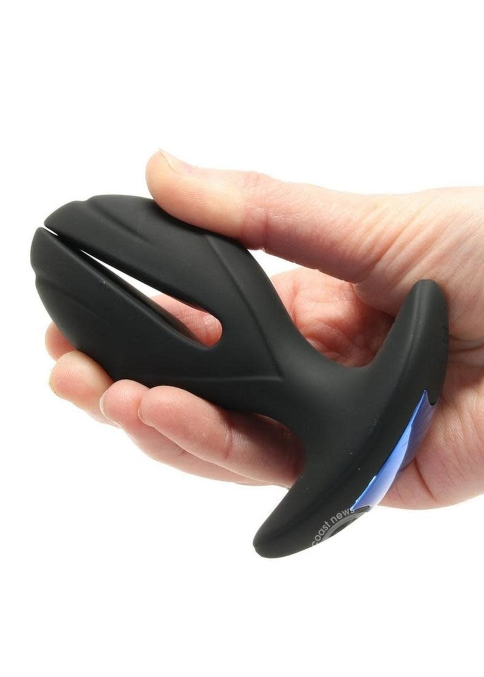 XR Brands Zeus Electrosex Zeus Electro-Spread 64X Vibrating & E-Stim Silicone Rechargeable Butt Plug with Remote Control - Black