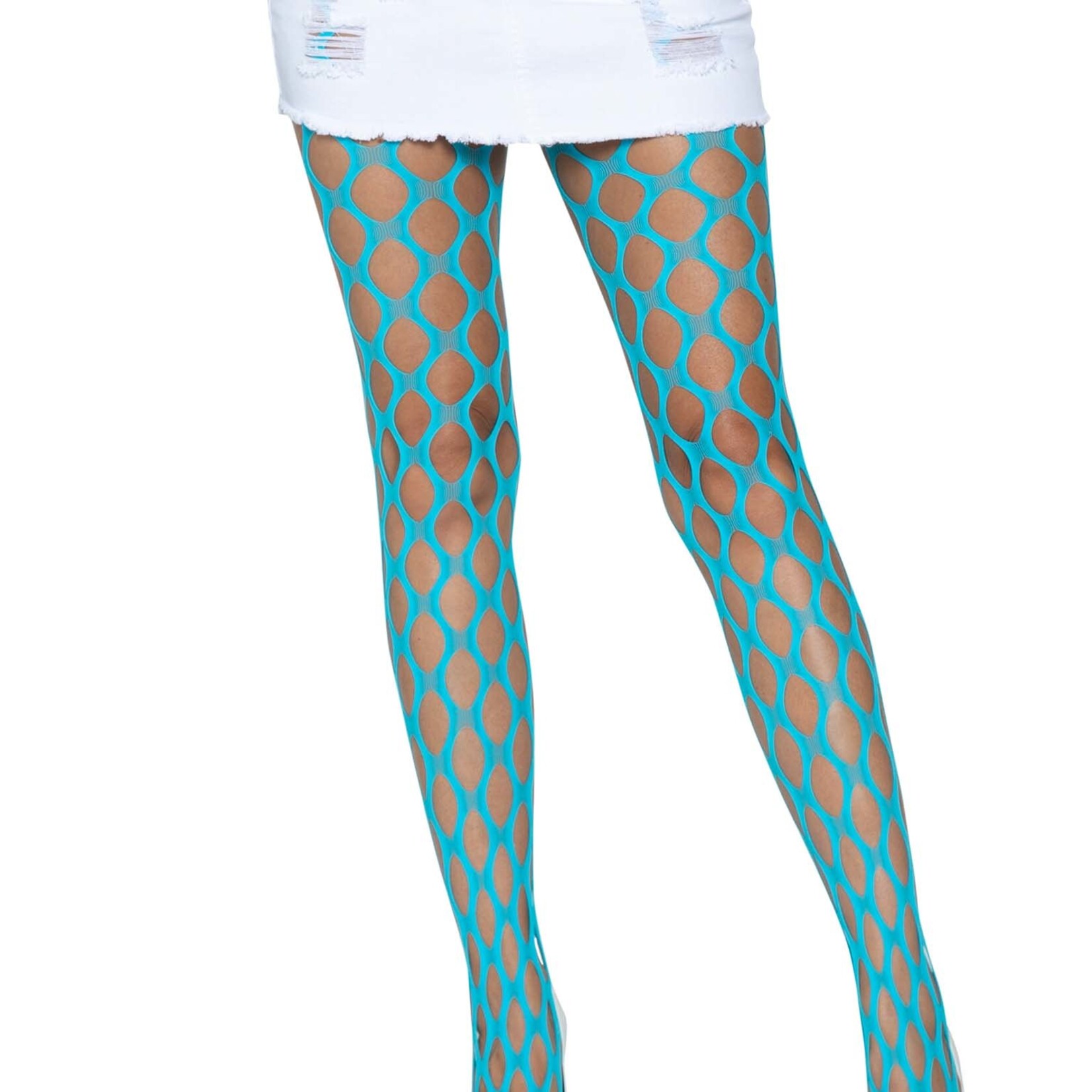 Leg Avenue Jumbo Pothole Net Tights - Neon Blue - O/S