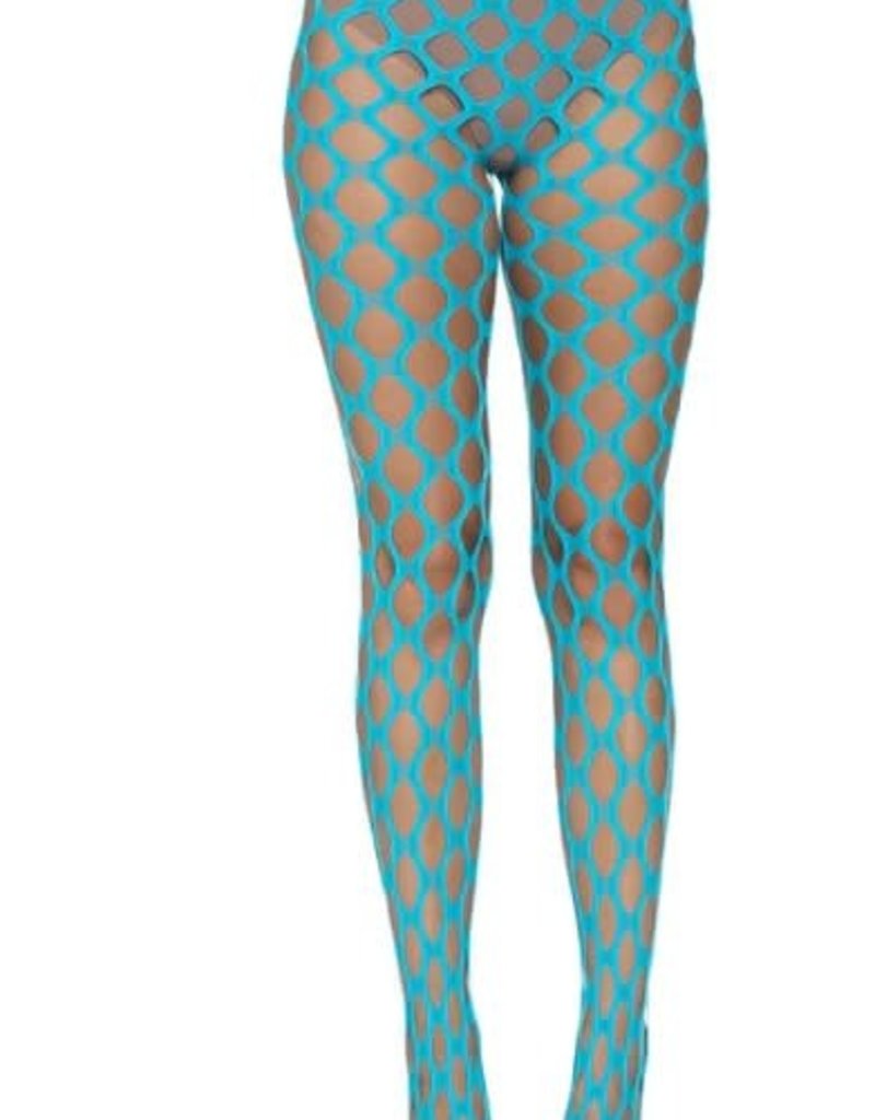 Leg Avenue Jumbo Pothole Net Tights - Neon Blue - O/S