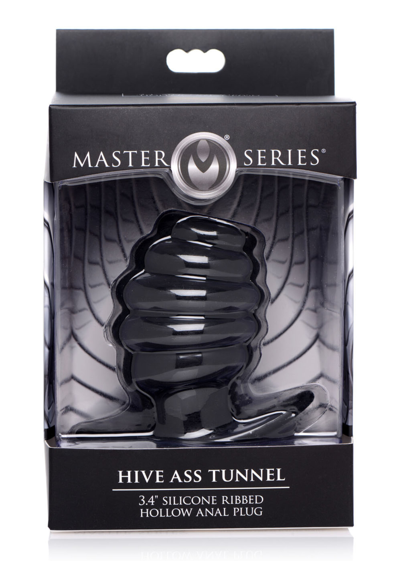 XR Brands Master Series Hive Ass Tunnel Silicone Ribbed Hollow Anal Plug - Medium