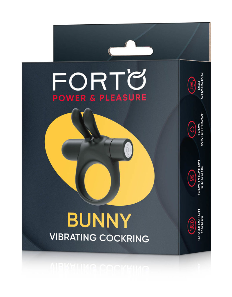 Forto Bunny Vibrating Cockring - Black