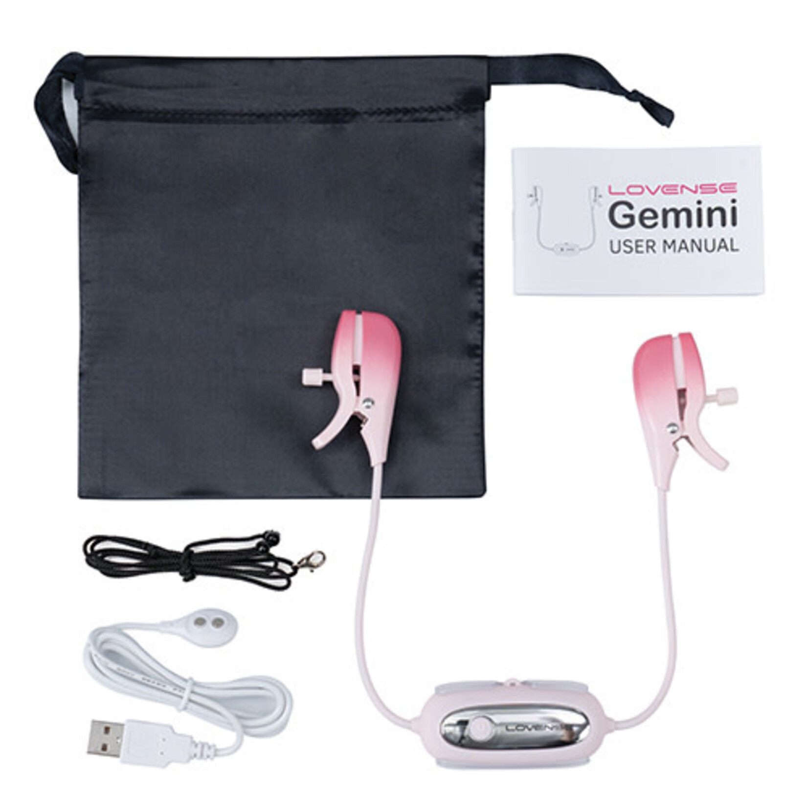 LOVENSE Lovense Gemini Vibrating Nipple Clamps - Pink