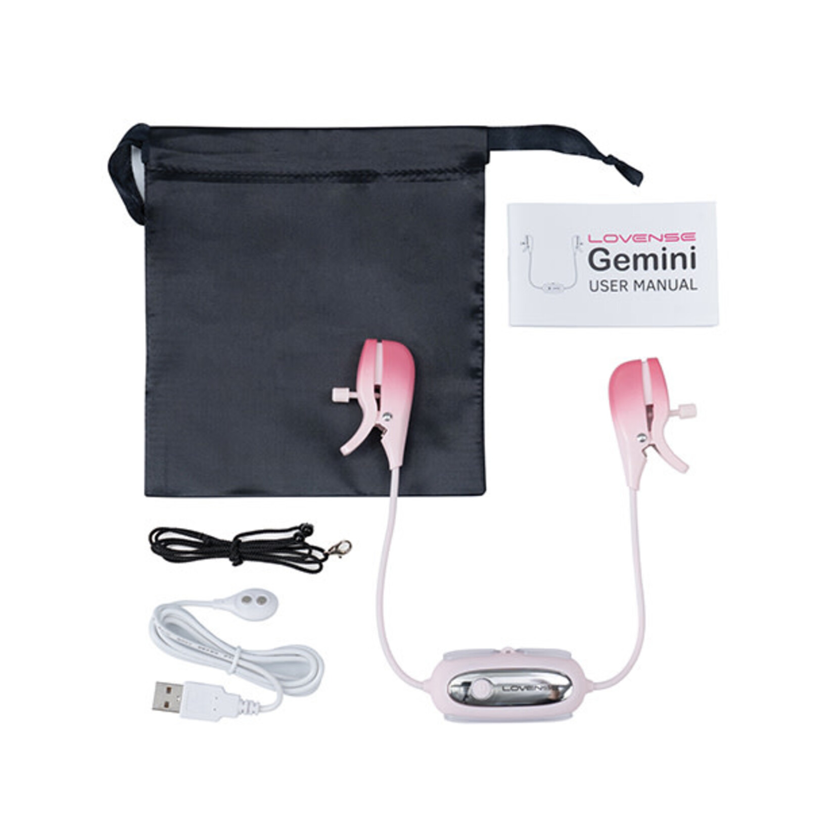 LOVENSE Lovense Gemini Vibrating Nipple Clamps - Pink