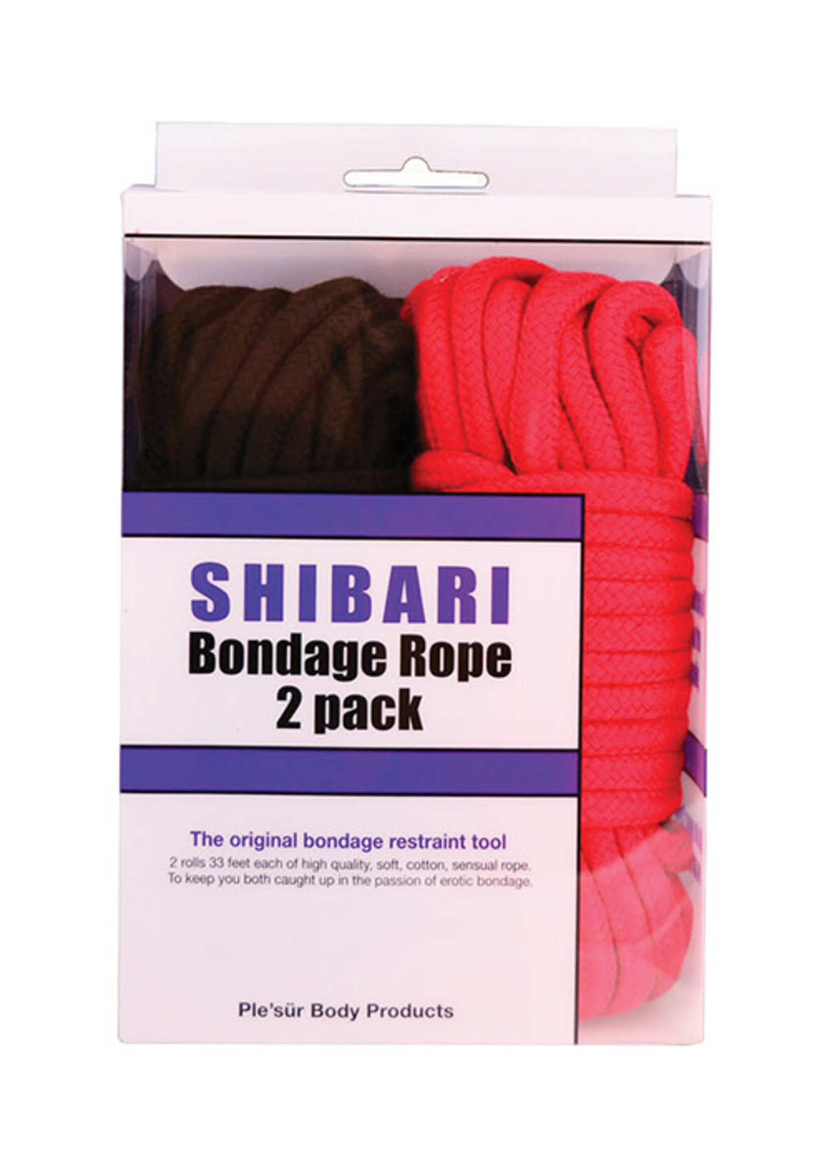 Ple'sur Shibari Bondage Rope 2 Pack - Black/Red