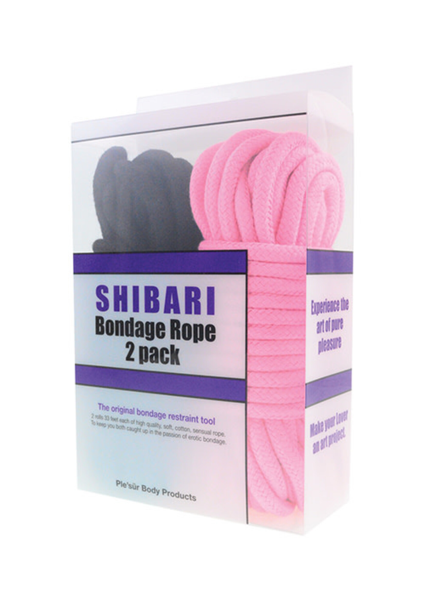 Ple'sur Shibari Bondage Rope 2 Pack - Black/Pink