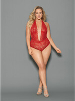 Escante Euphoria Halter Tie Open Crotch & Butt Teddy - Red - Queen Size
