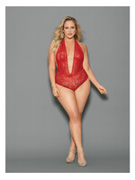 Escante Euphoria Halter Tie Open Crotch & Butt Teddy - Red - Queen Size