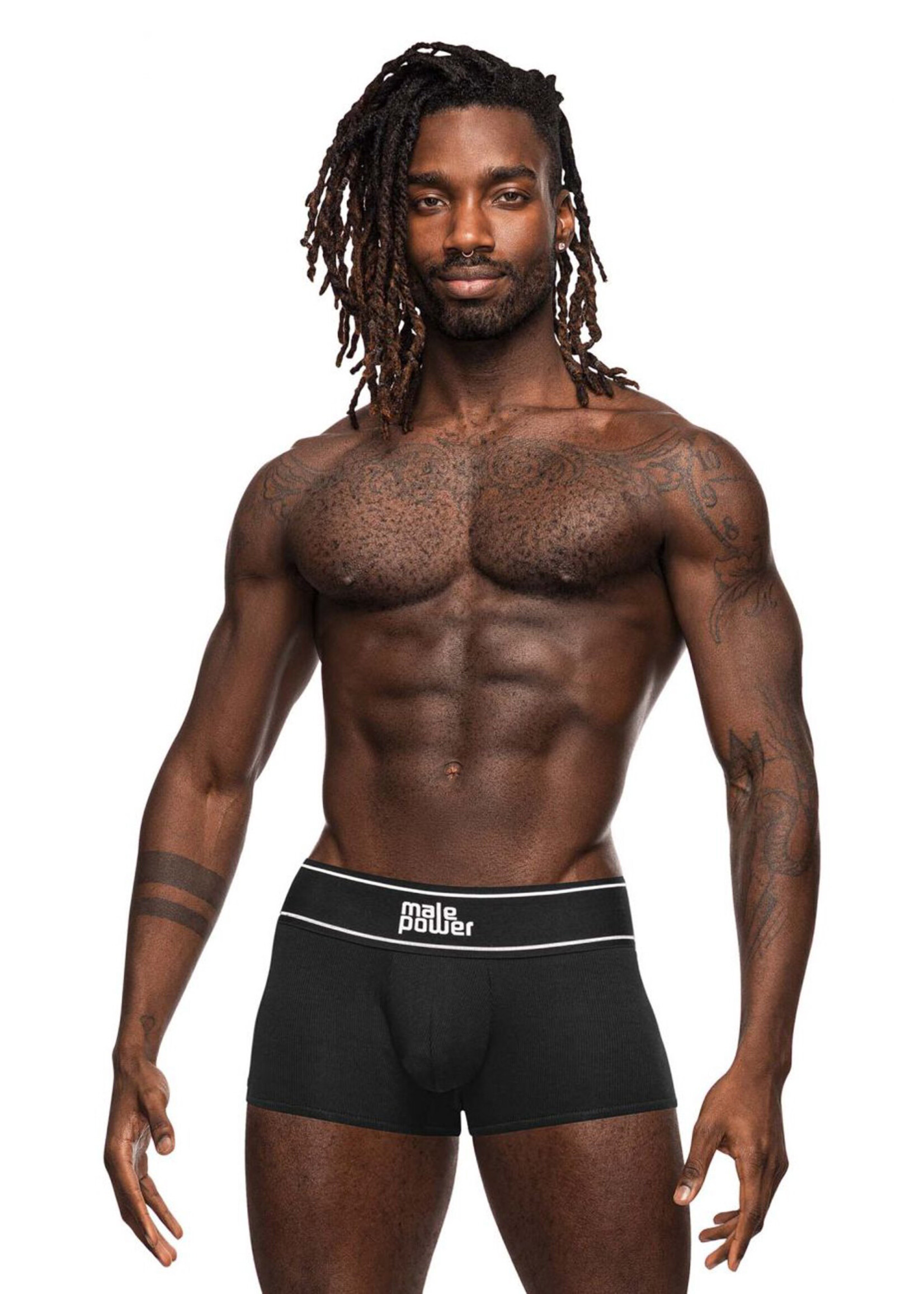 Male Power Modal Rib Pouch Short - Black