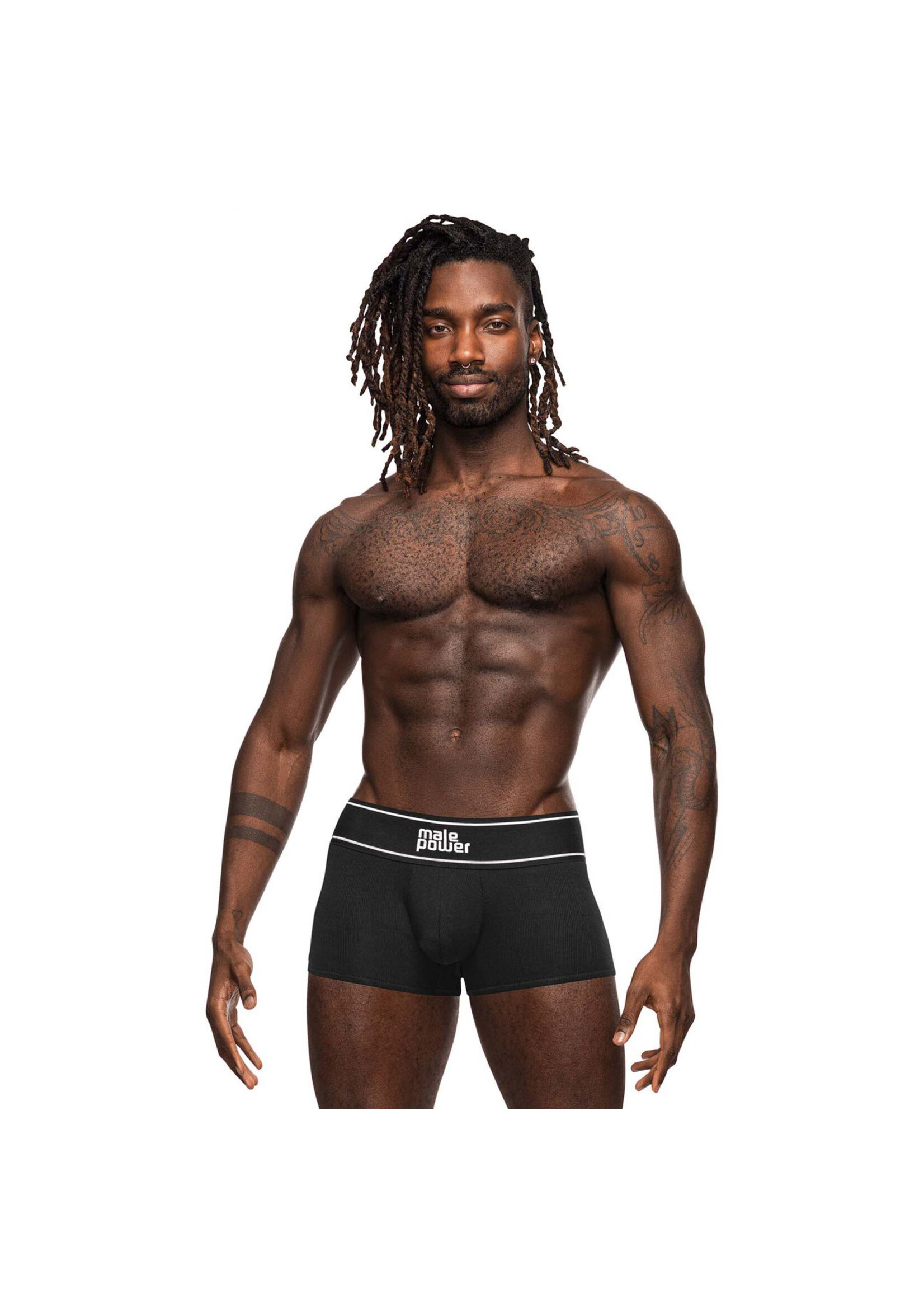 Male Power Modal Rib Pouch Short - Black