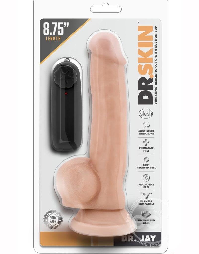 Blush Novelties Dr. Skin - Dr. Jay - 8.75 Inch Vibrating Cock With Suction Cup - Vanilla