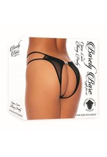 Barely Bare Barely Bare Open Lace Thong Panty - O/S - Black