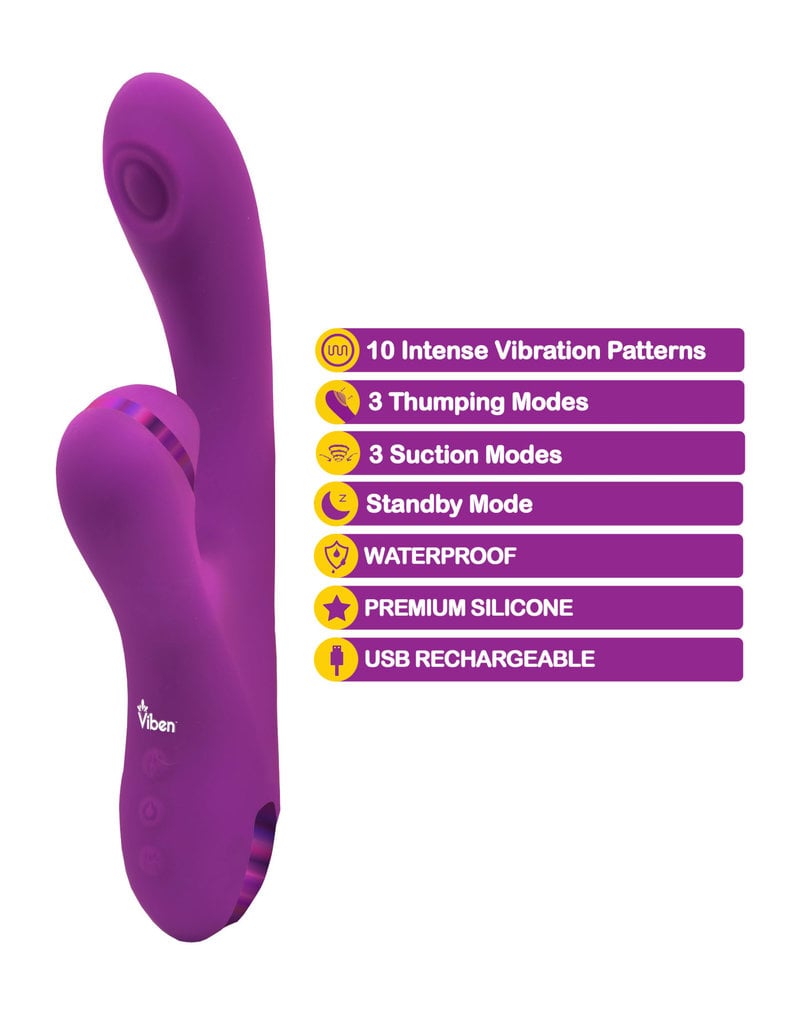 Viben Dazzle - Berry - Rechargeable Thumping and Suction Rabbit