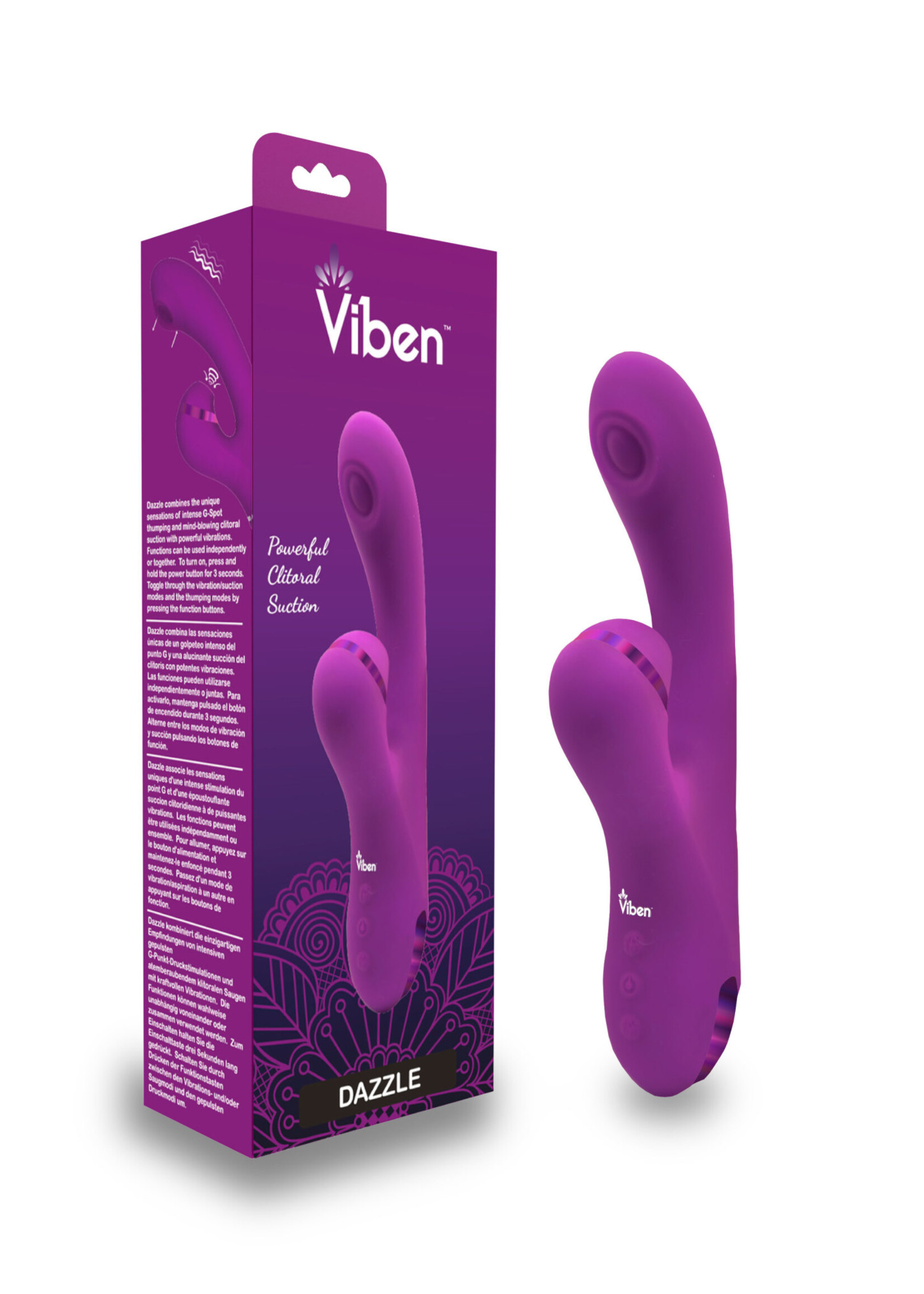 Viben Zazzle - Berry - Rechargeable Thumping and Suction Rabbit
