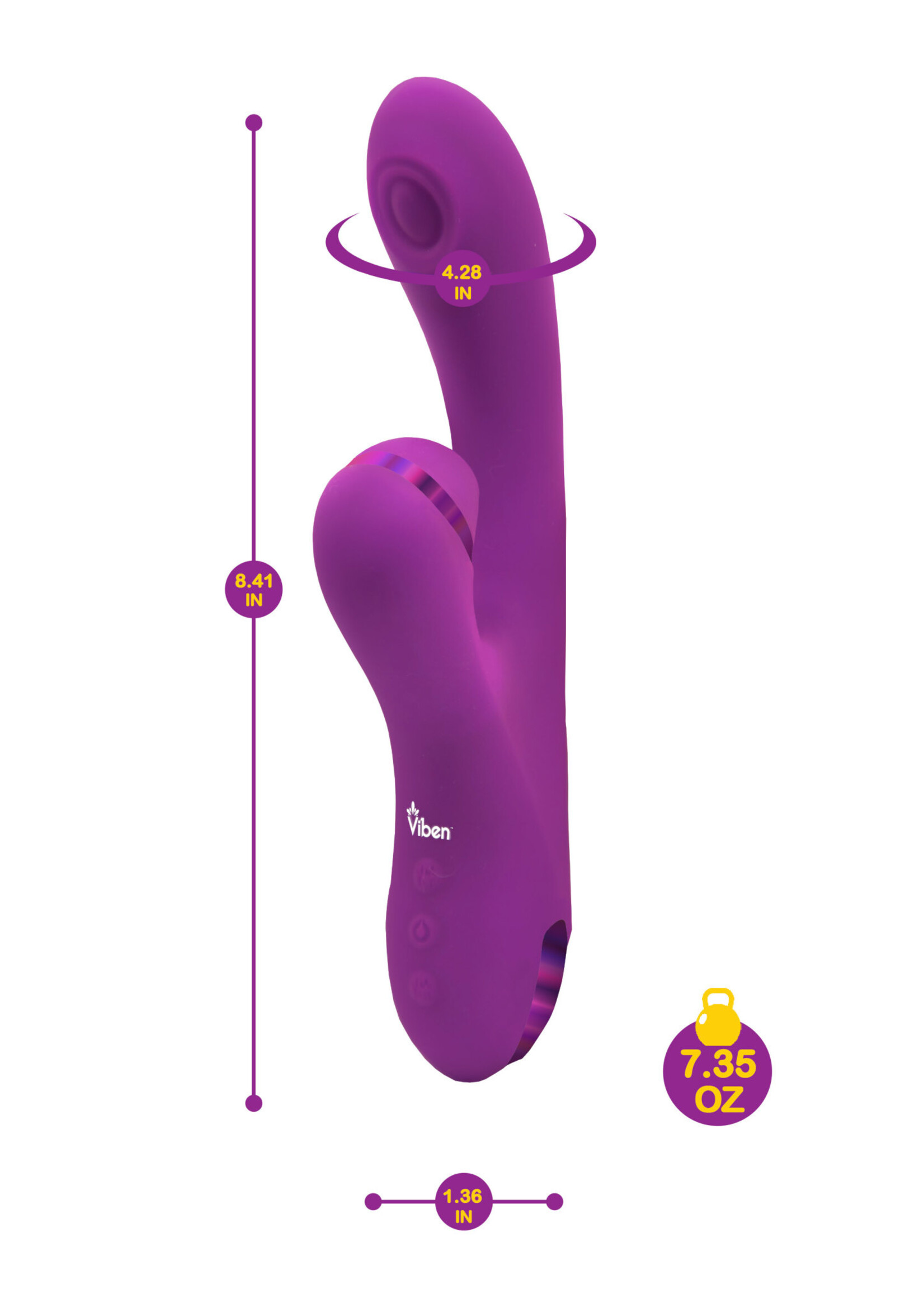Viben Zazzle - Berry - Rechargeable Thumping and Suction Rabbit