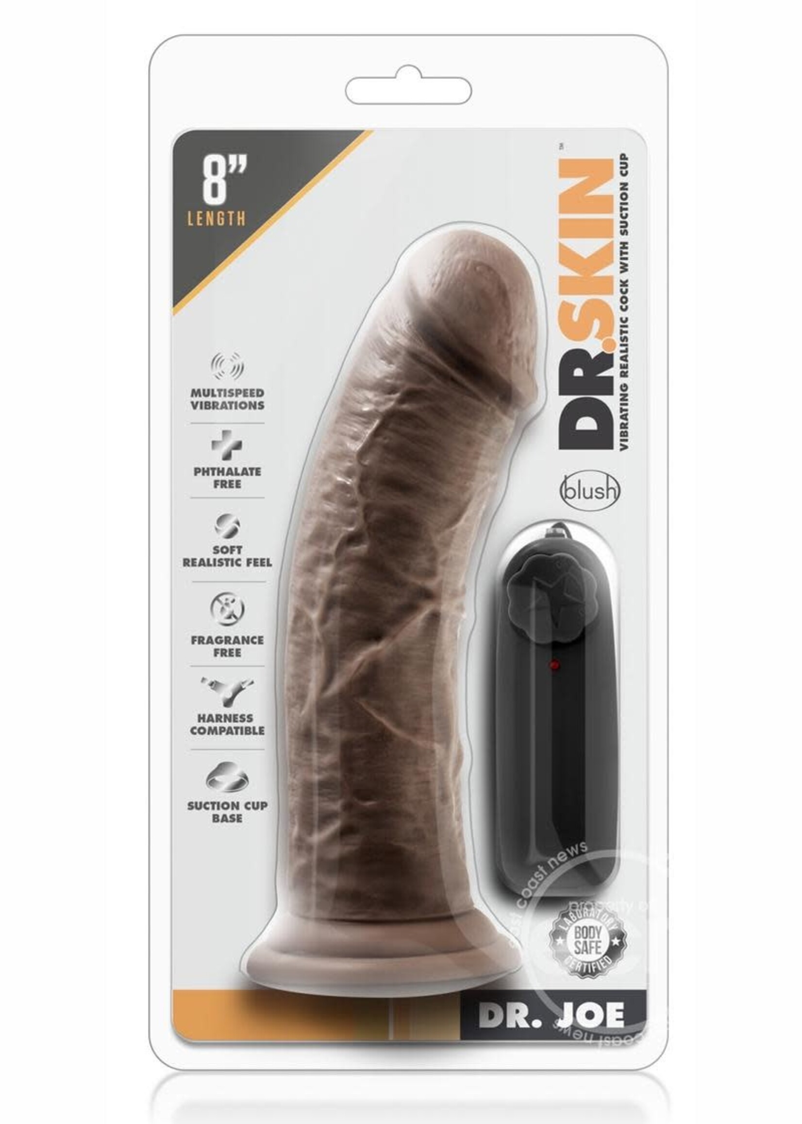 Blush Novelties Dr. Skin Dr. Joe Vibrating Dildo with Remote Control 8in