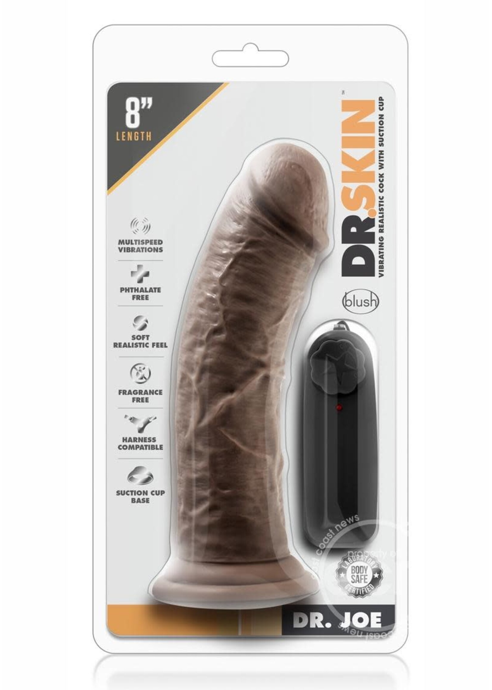 Blush Novelties Dr. Skin Dr. Joe Vibrating Dildo with Remote Control 8in