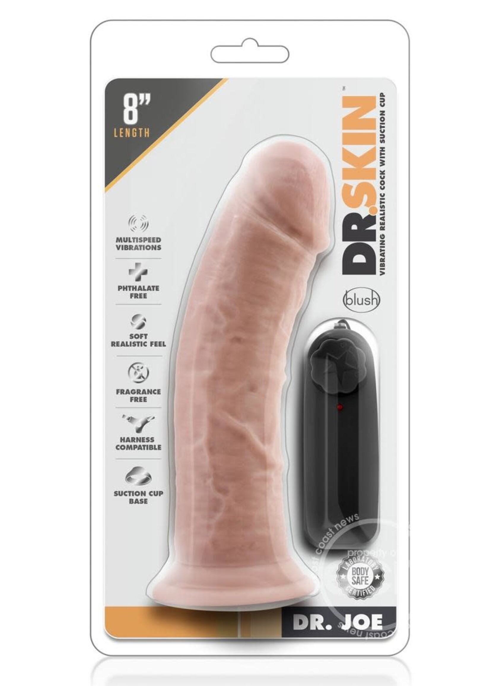 Blush Novelties Dr. Skin Dr. Joe Vibrating Dildo with Remote Control 8in