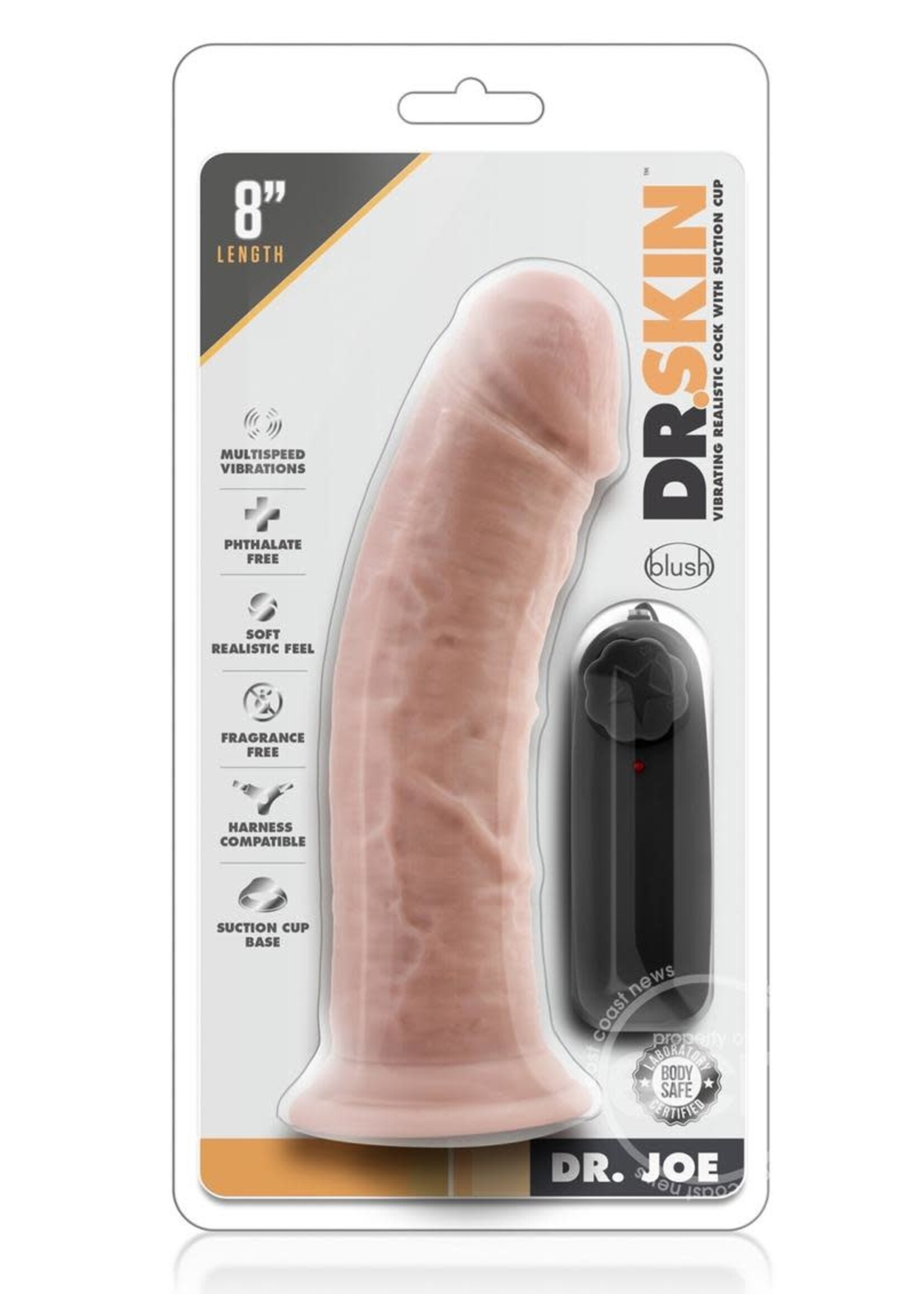 Blush Novelties Dr. Skin Dr. Joe Vibrating Dildo with Remote Control 8in