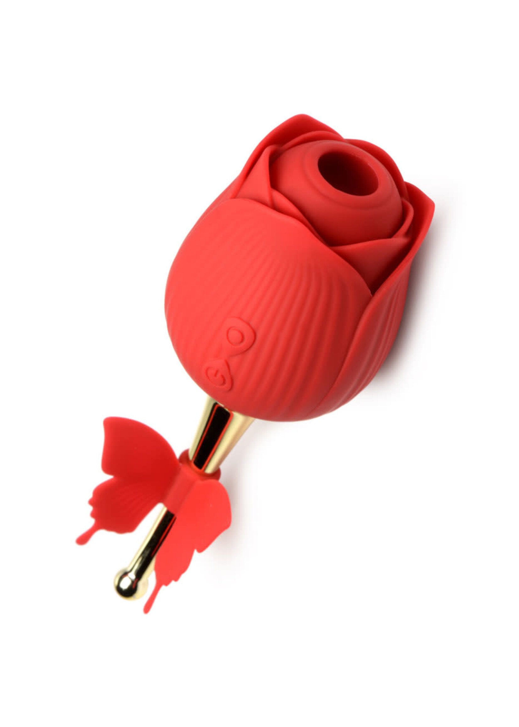 XR Brands inmi Bloomgasm Flutter Rose Sucking Rose With Butterfly Teaser - Red