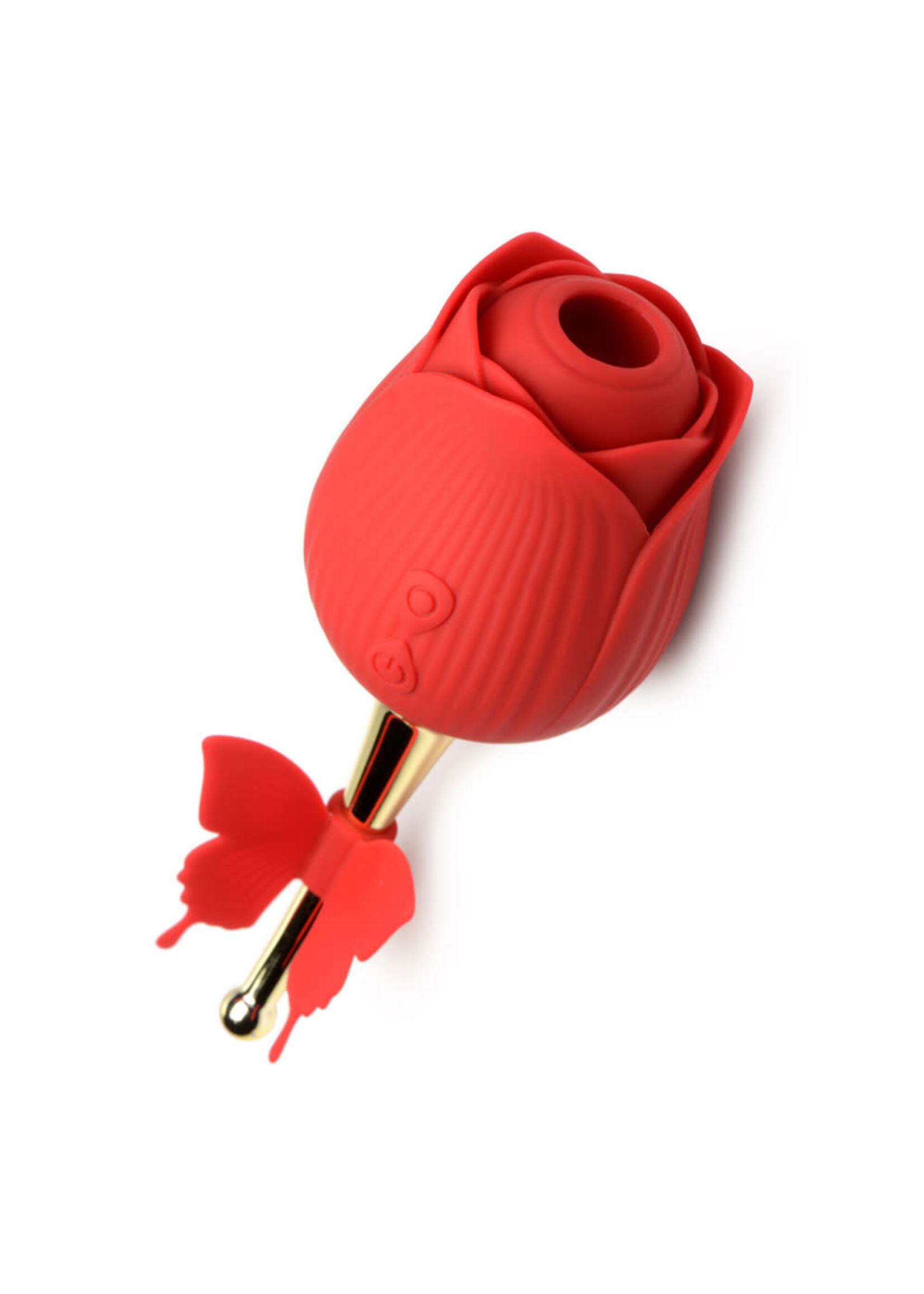 XR Brands inmi Bloomgasm Flutter Rose Sucking Rose With Butterfly Teaser - Red