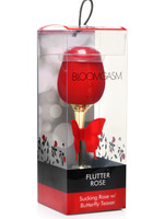 XR Brands inmi Bloomgasm Flutter Rose Sucking Rose With Butterfly Teaser - Red