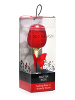 XR Brands inmi Bloomgasm Flutter Rose Sucking Rose With Butterfly Teaser - Red