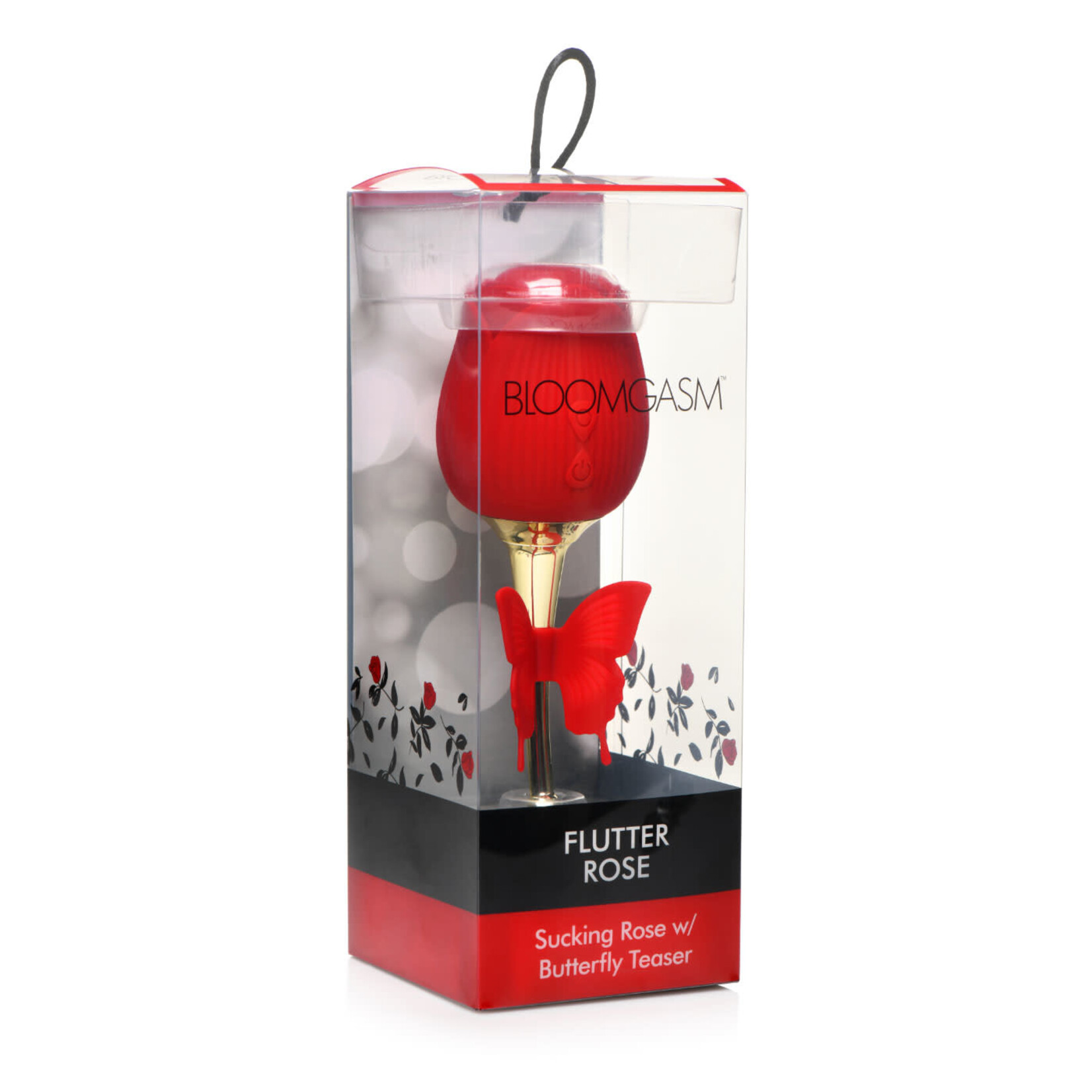 XR Brands inmi Bloomgasm Flutter Rose Sucking Rose With Butterfly Teaser - Red