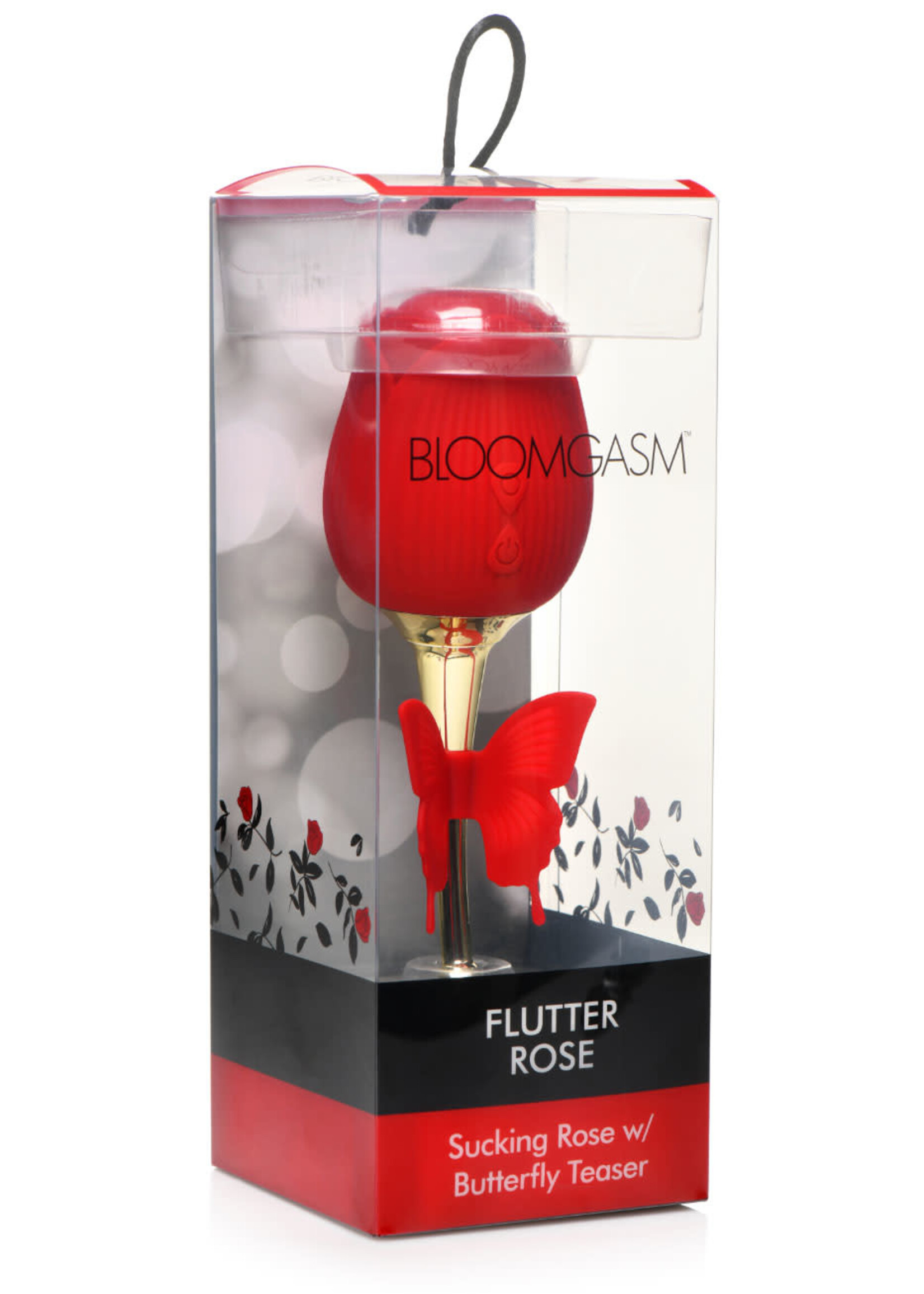 XR Brands inmi Bloomgasm Flutter Rose Sucking Rose With Butterfly Teaser - Red