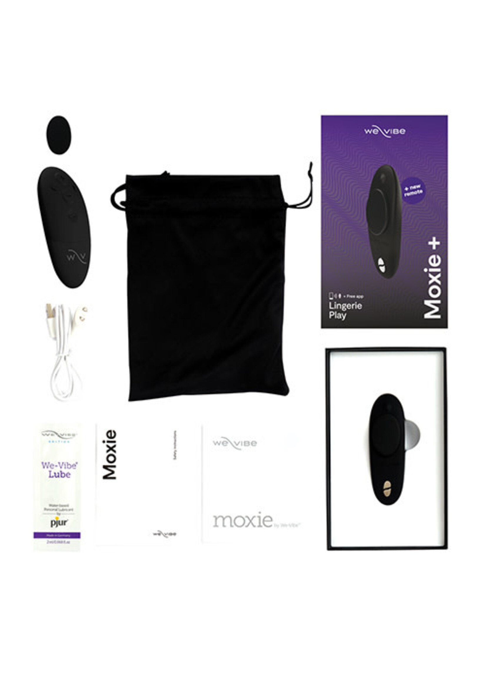 We-Vibe We-Vibe Moxie+ Wearable Rechargeable Silicone Panty Vibe Clitoral Stimulator with Remote - Black