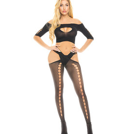 Pink Lipstick Pink Lipstick All Slashed Out Top, G-String & Pantyhose - O/S