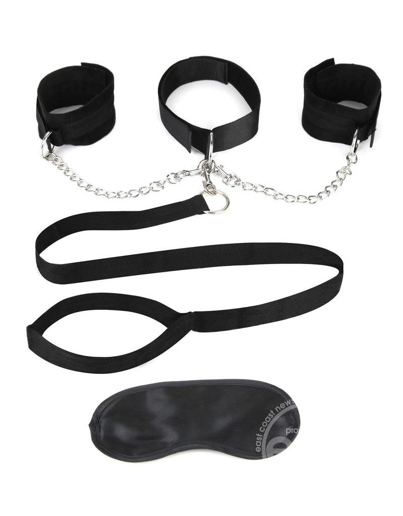 Lux Fetish Lux Fetish Collar Cuffs & Leash Set - Removable