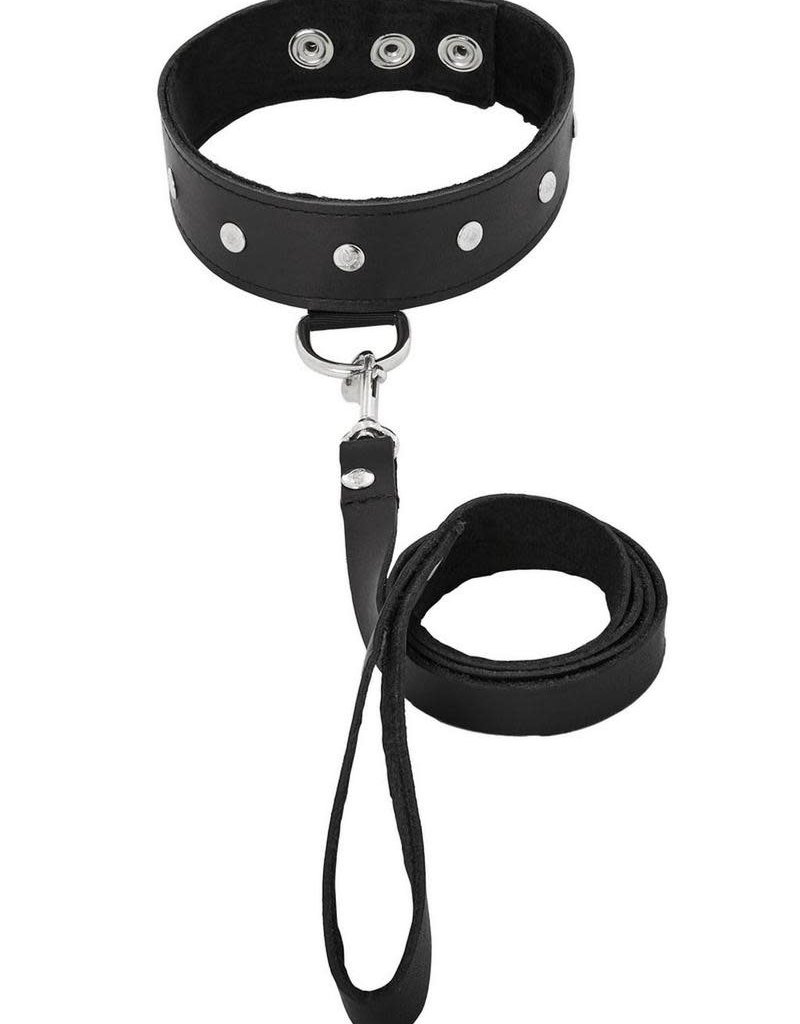 Sportsheets Leather Leash And Collar Black