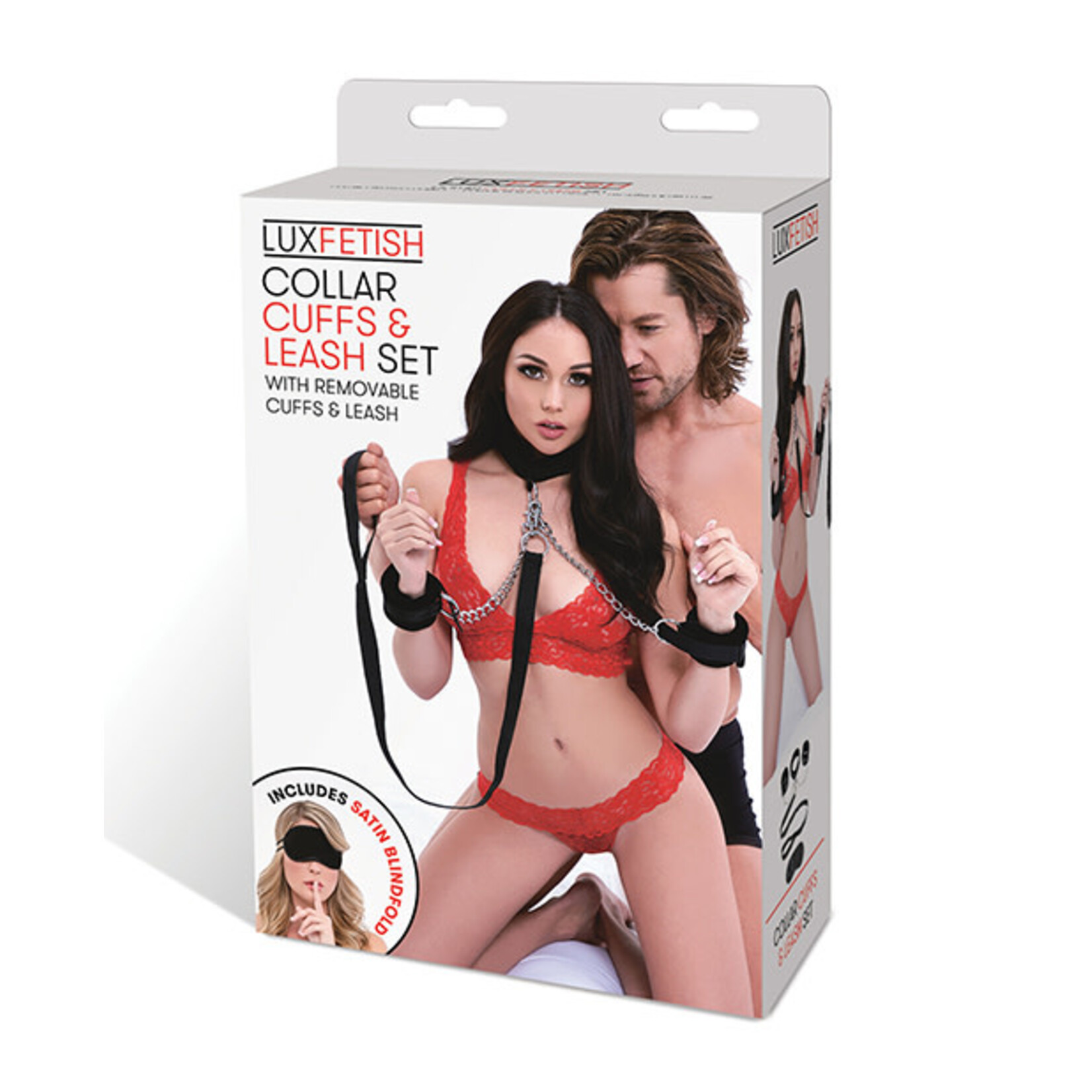 Lux Fetish Lux Fetish Collar Cuffs & Leash Set - Removable