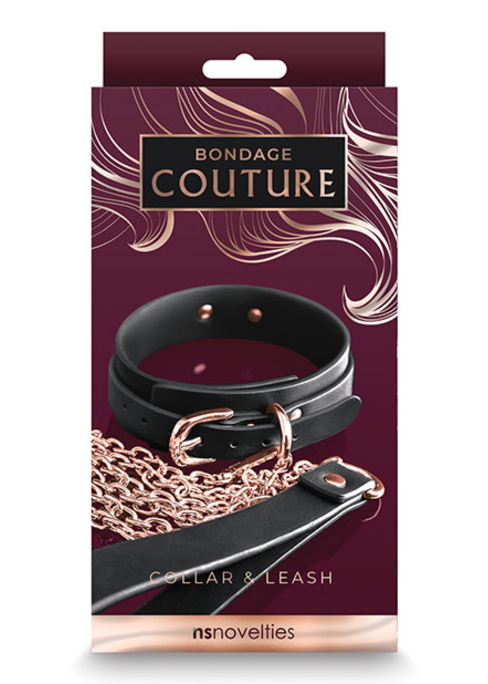 nsnovelties Bondage Couture Collar & Leash - Black