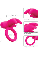 Calexotics Calexotics Silicone Rechargeable Triple Clit Flicker Cock Ring - Pink