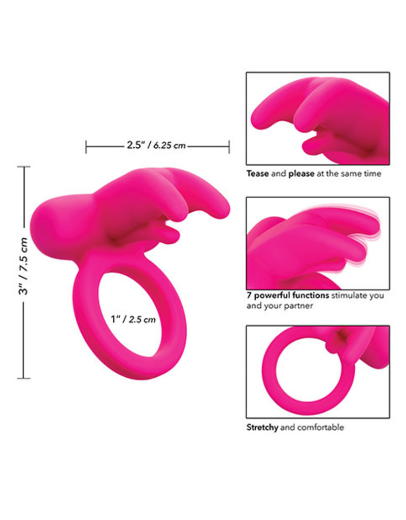 Calexotics Calexotics Silicone Rechargeable Triple Clit Flicker Cock Ring - Pink