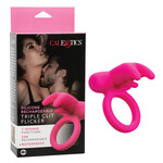 Calexotics Calexotics Silicone Rechargeable Triple Clit Flicker Cock Ring - Pink