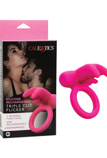 Calexotics Calexotics Silicone Rechargeable Triple Clit Flicker Cock Ring - Pink